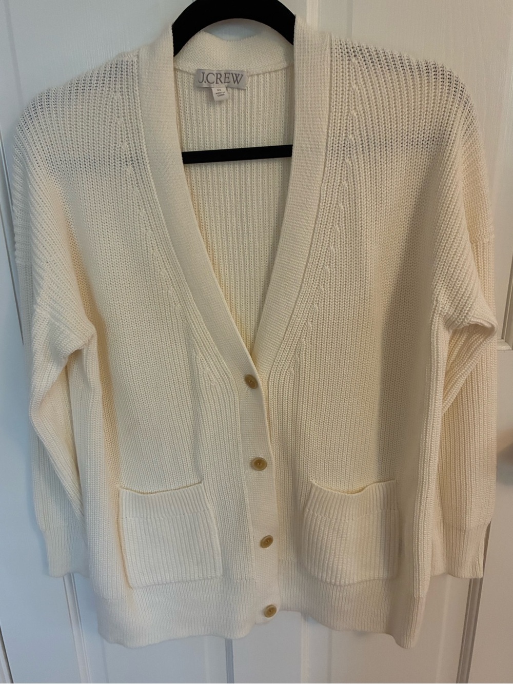 J. Crew ivory cotton-cashmere oversized cardigan, XS, NWOT